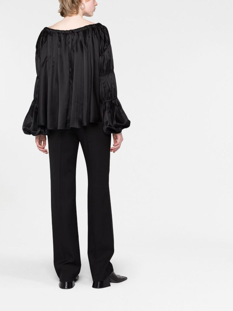 Black Lenny Front-tie Silk Top