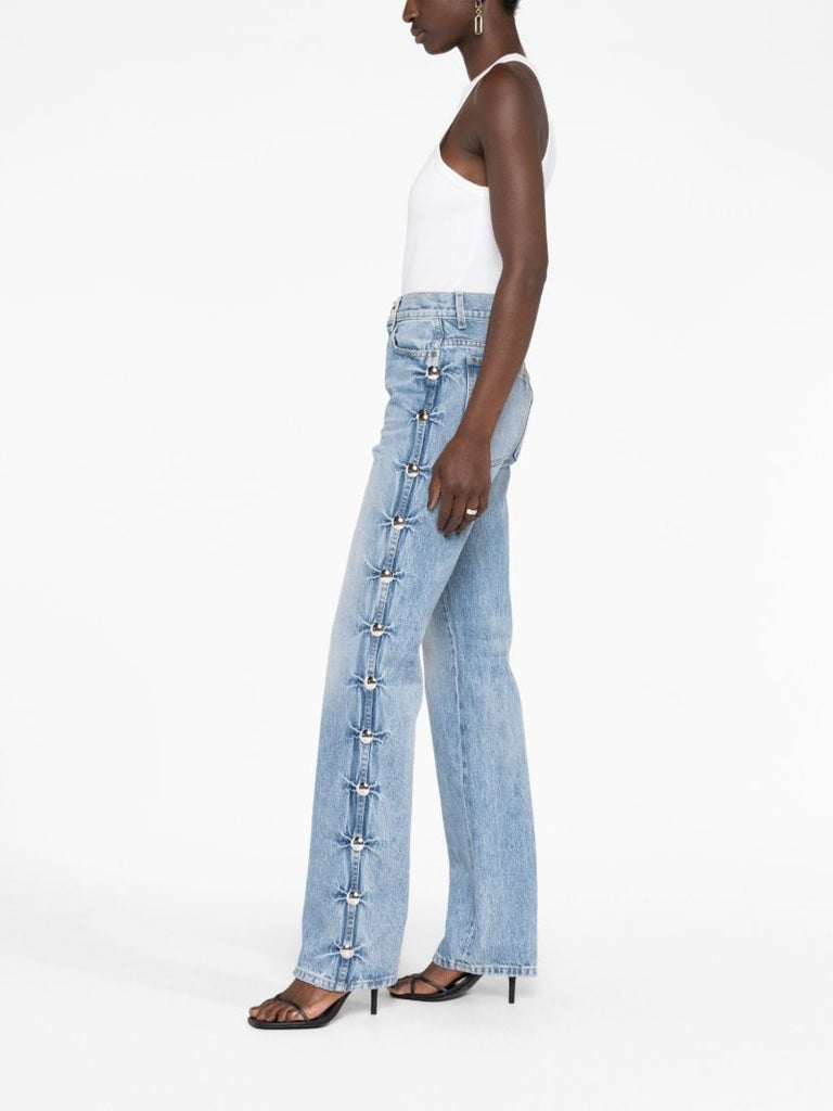 Blue Danielle Studded Straight-leg Jeans