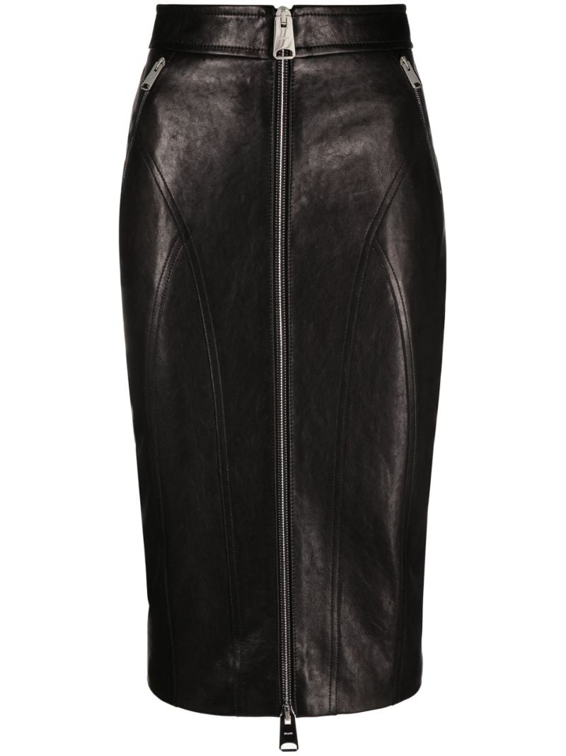 Black Quincy Leather Midi Skirt
