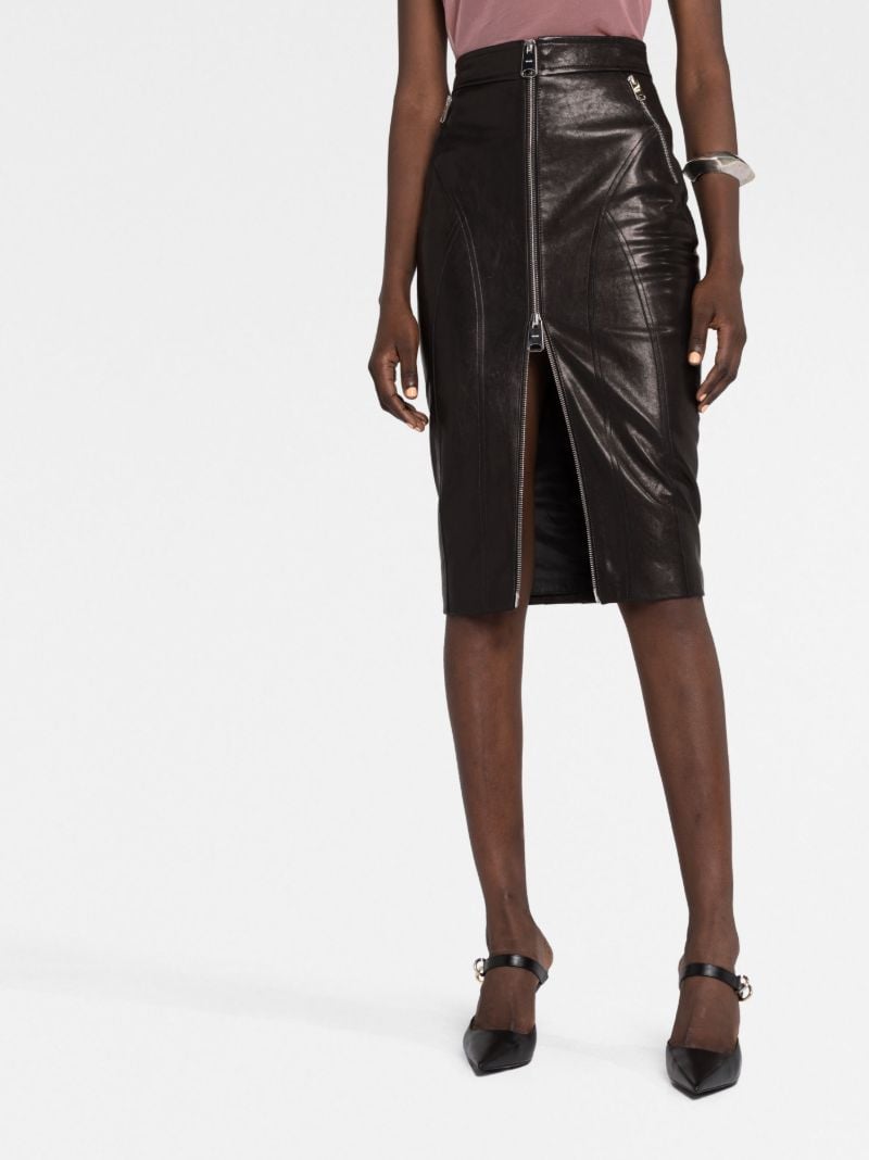 Black Quincy Leather Midi Skirt