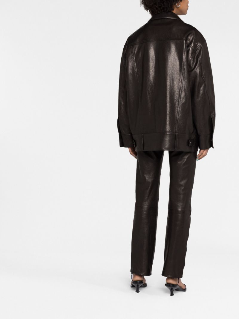Black Grizzo Oversized Leather Shirt Jacket