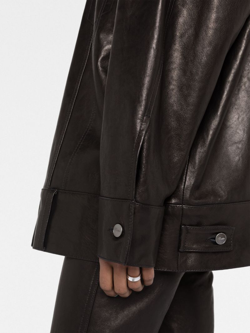 Black Grizzo Oversized Leather Shirt Jacket