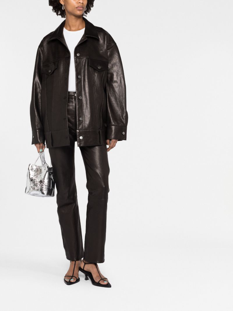 Black Grizzo Oversized Leather Shirt Jacket