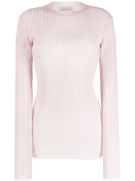 Pink Pleated Long Sleeve Top