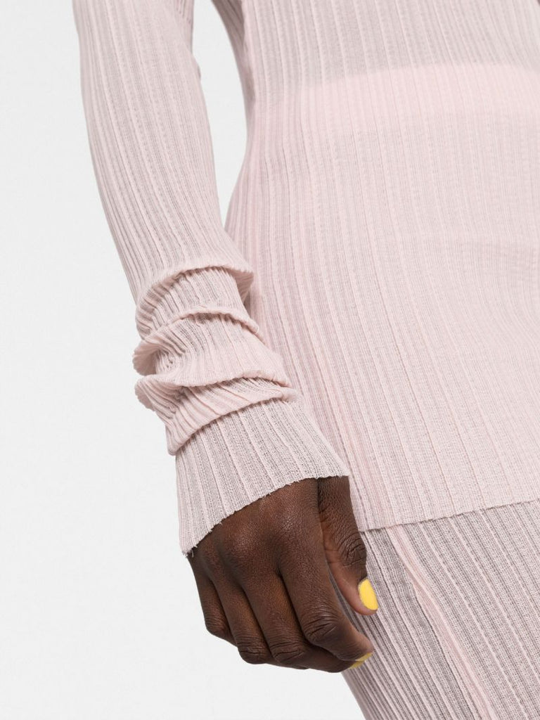 Pink Pleated Long Sleeve Top