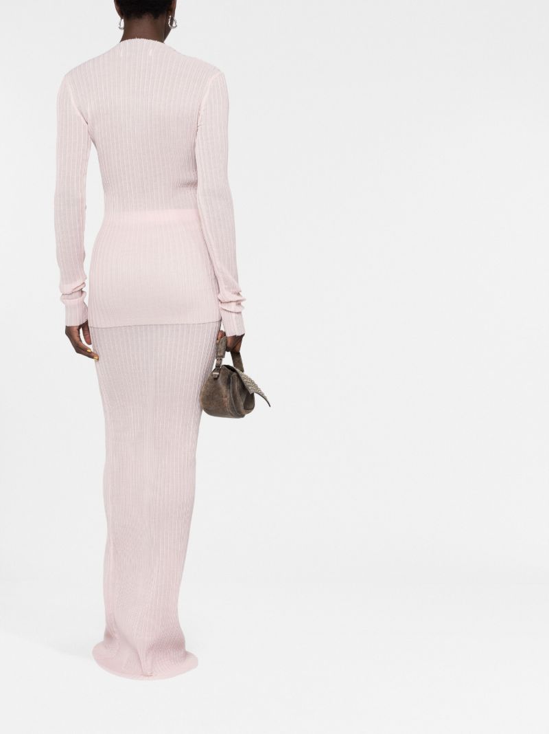 Pink Pleated Long Sleeve Top