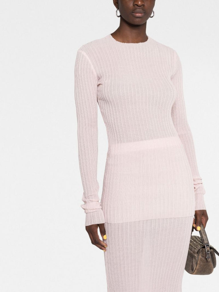 Pink Pleated Long Sleeve Top