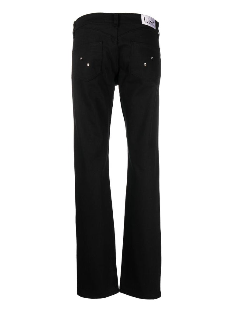 Black Lace-up Straight-leg Jeans