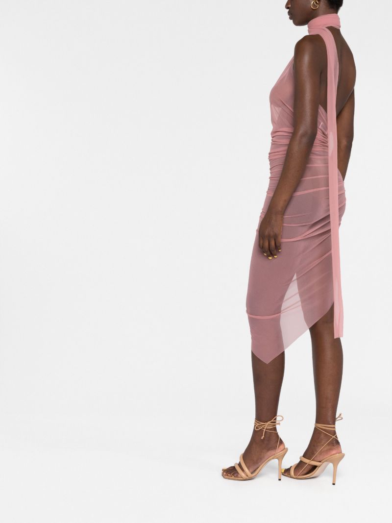 Pink Sheer Asymmetric Dress