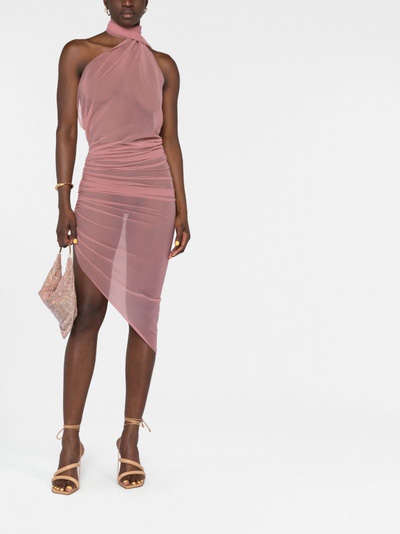 Pink Sheer Asymmetric Dress