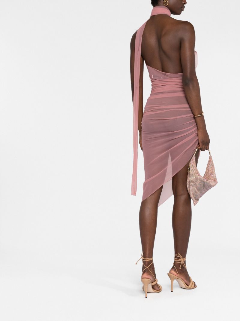 Pink Sheer Asymmetric Dress