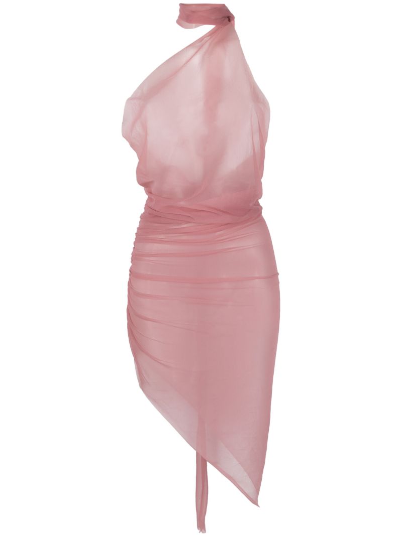 Pink Sheer Asymmetric Dress