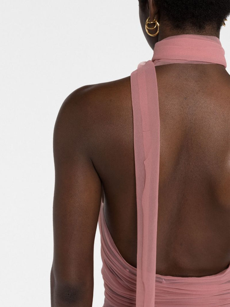 Pink Sheer Asymmetric Dress