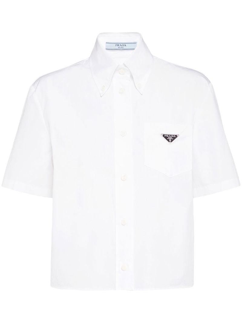 White Logo-plaque Cotton Shirt