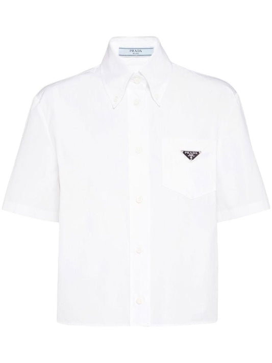White Logo-plaque Cotton Shirt