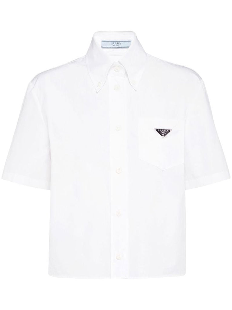 White Logo-plaque Cotton Shirt