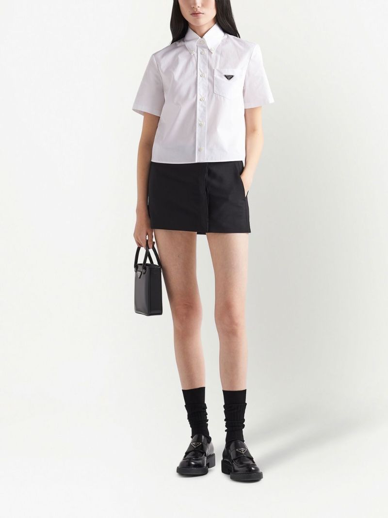 White Logo-plaque Cotton Shirt