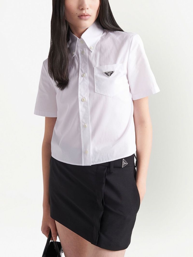 White Logo-plaque Cotton Shirt