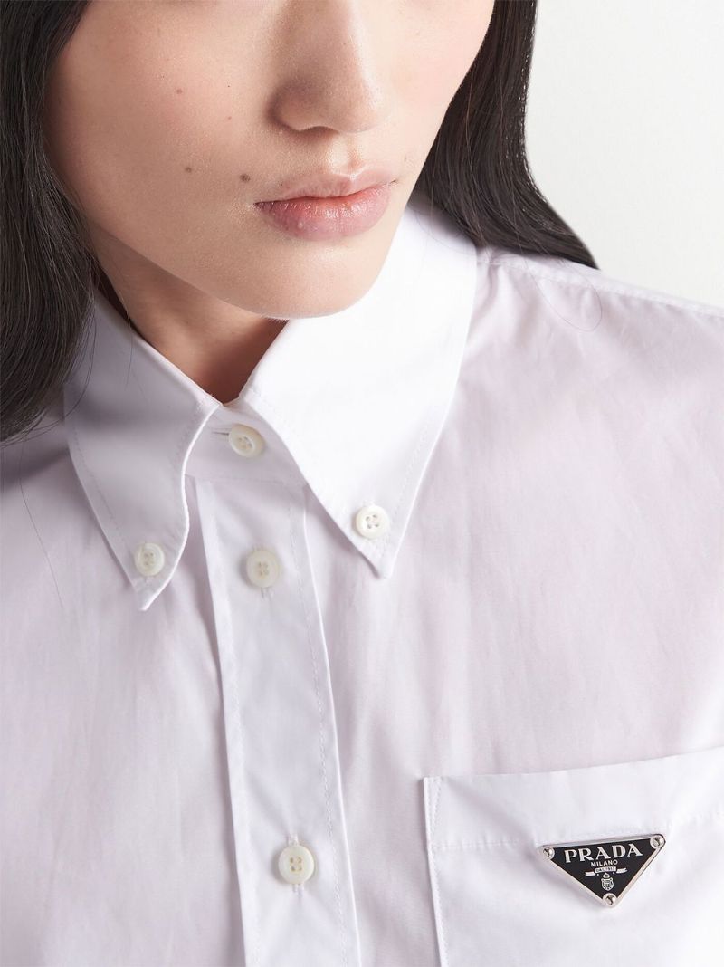 White Logo-plaque Cotton Shirt