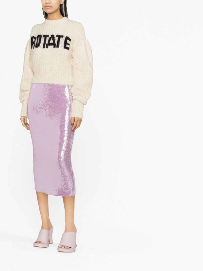 Neutral Logo-intarsia Cropped Sweater