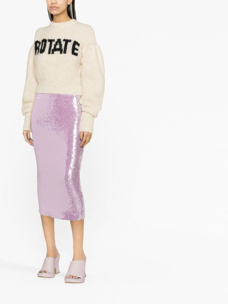 Neutral Logo-intarsia Cropped Sweater