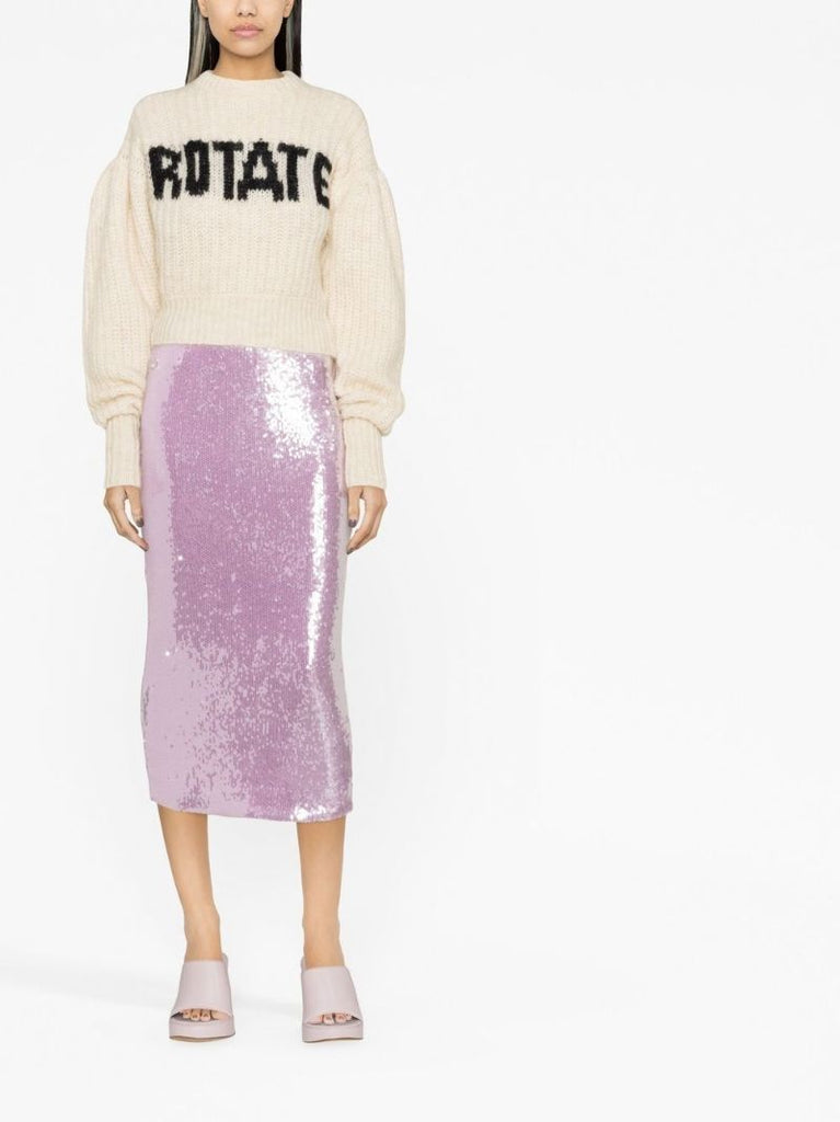 Neutral Logo-intarsia Cropped Sweater