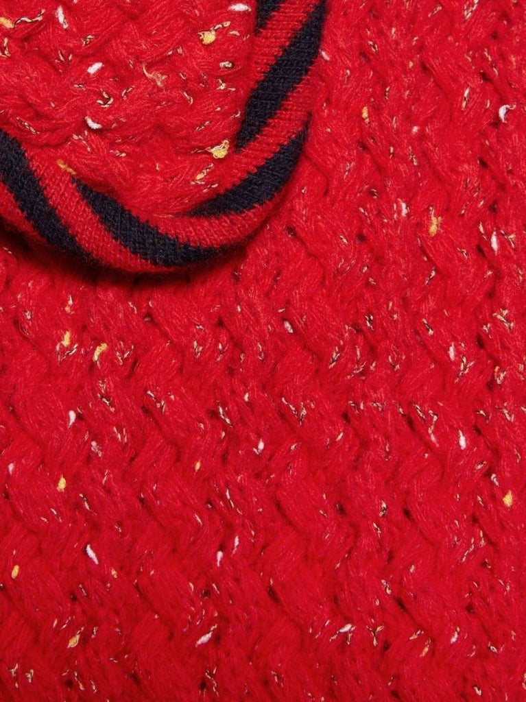 Red Cable-knit Coat