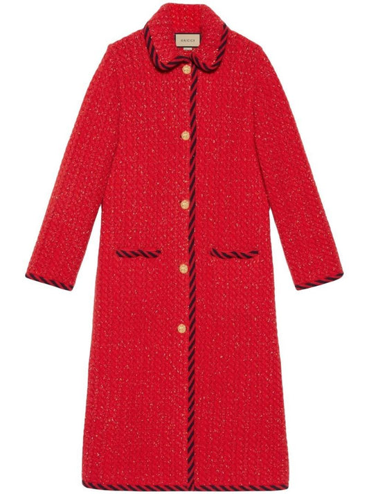 Red Cable-knit Coat