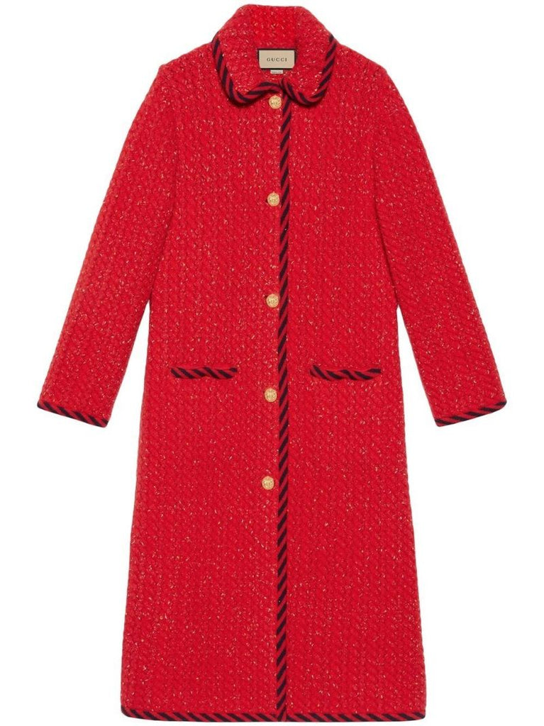 Red Cable-knit Coat