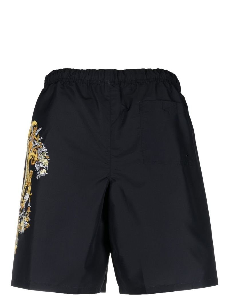 Black Logo Print Swim Shorts