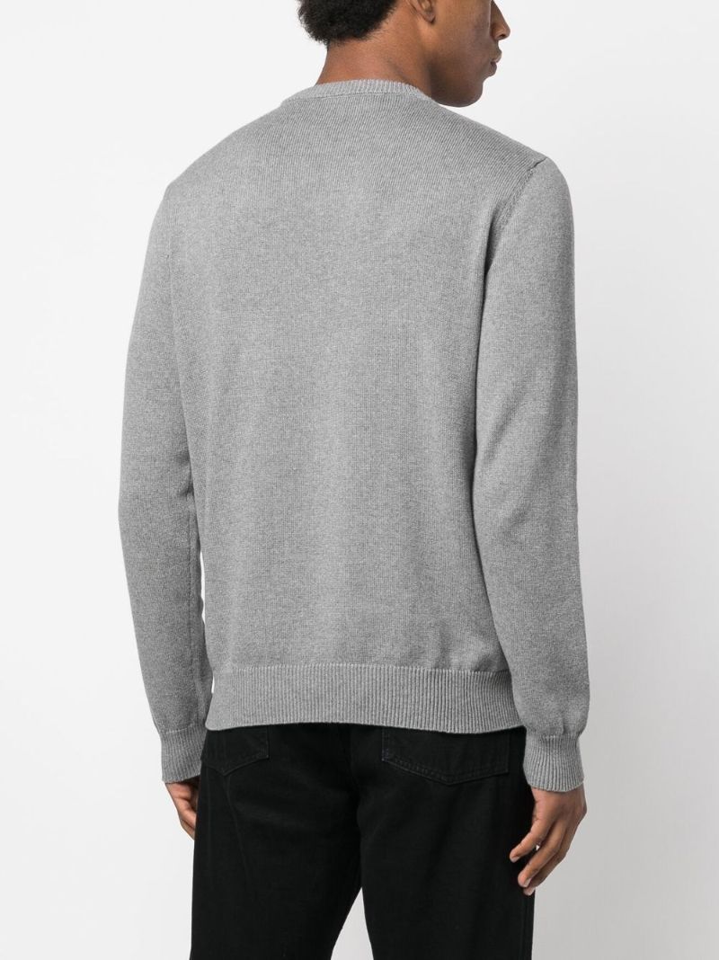 Grey Baroque Intarsia Embroidered Sweater