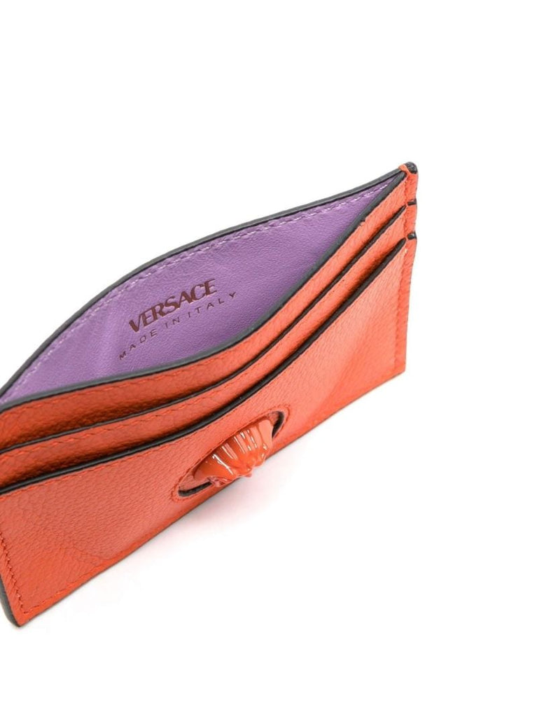 Orange Medusa Head Leather Cardholder