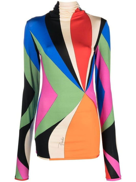 Multicolour Goccia-print Roll-neck Top