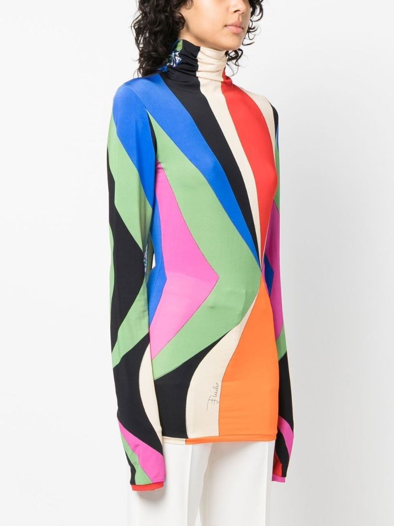 Multicolour Goccia-print Roll-neck Top