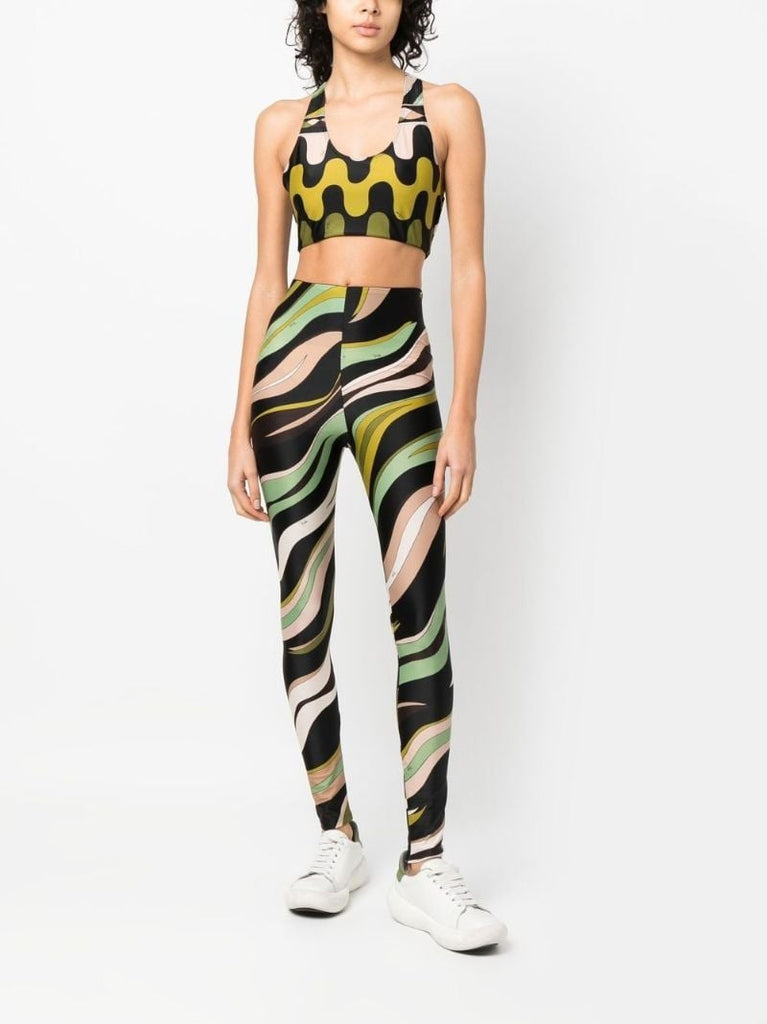 Black Fiamme-print Leggings