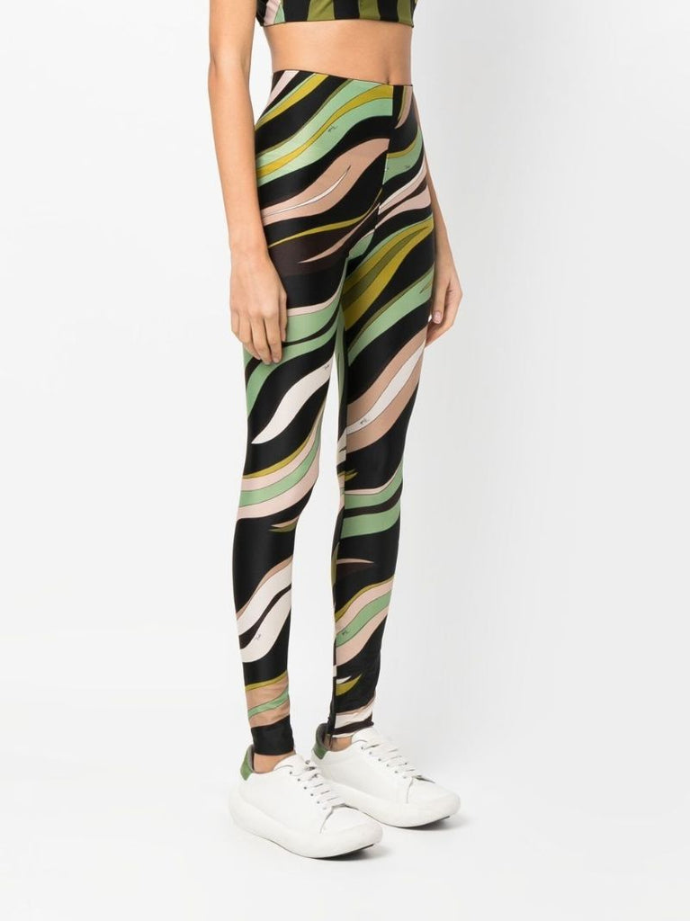 Black Fiamme-print Leggings