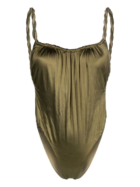 Green Satin Swimsuit