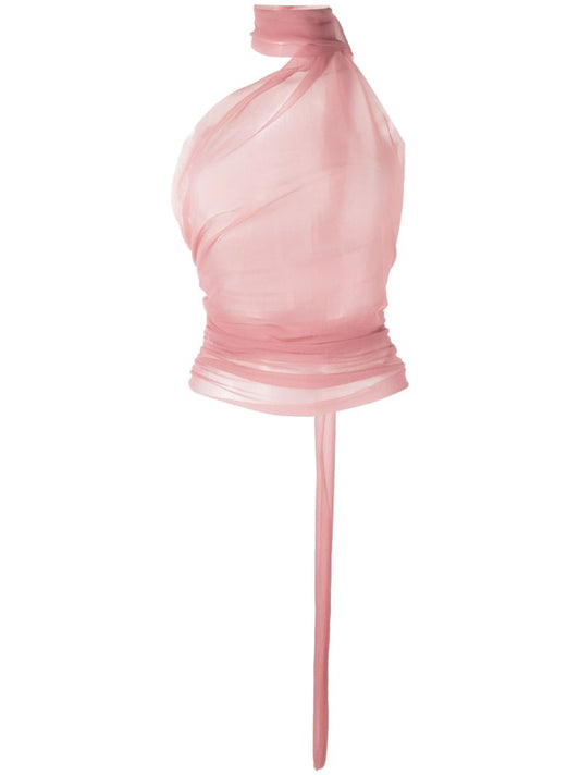 Pink Draped Halterneck Top