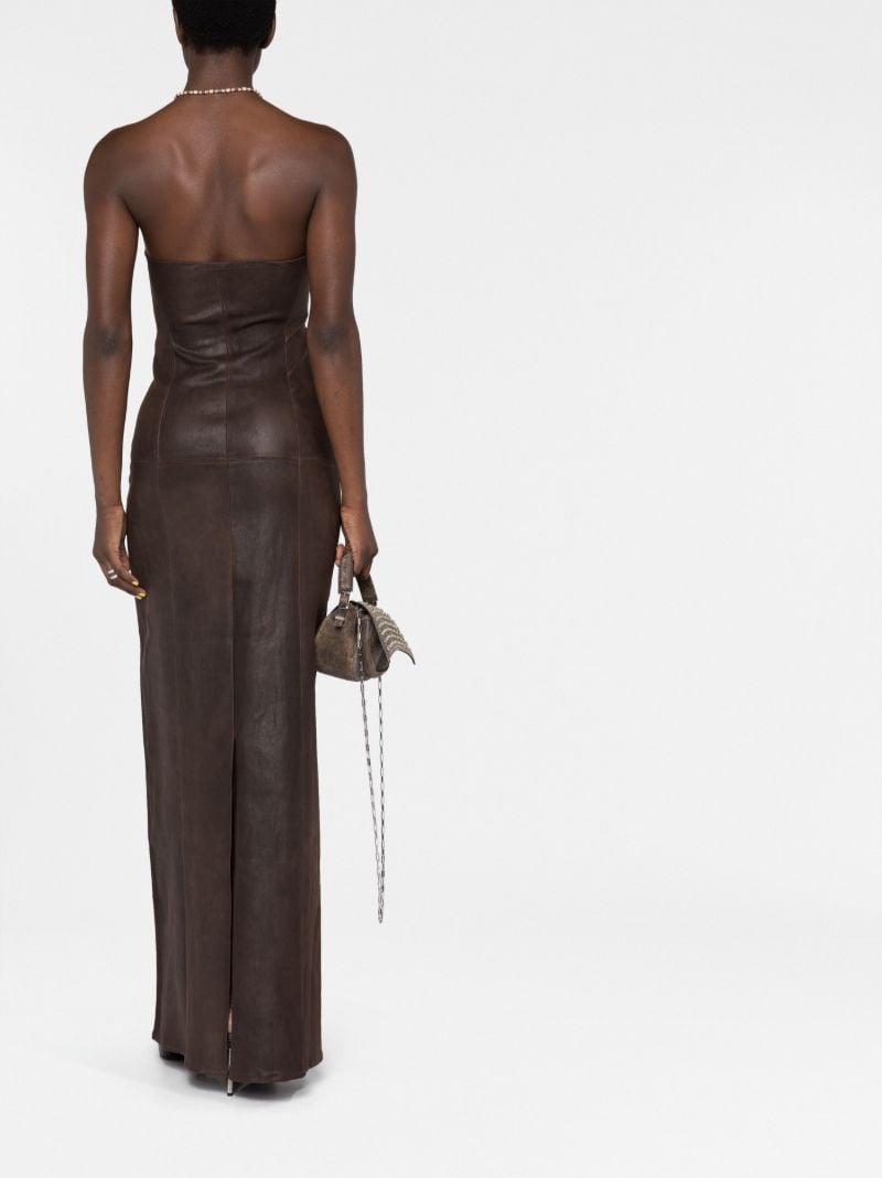 Brown Strapless Leather Dress