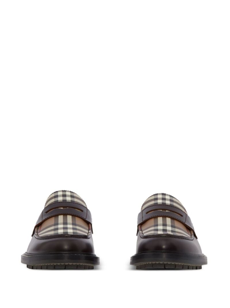 Brown Vintage Check Leather Loafers