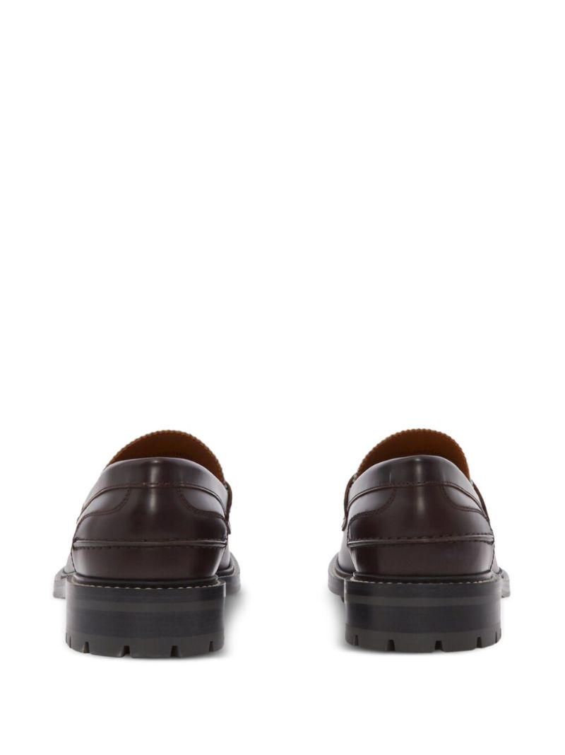 Brown Vintage Check Leather Loafers