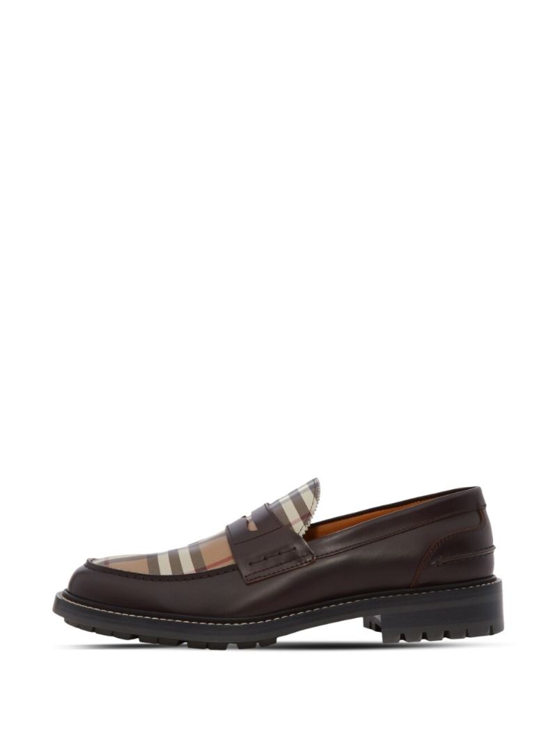 Brown Vintage Check Leather Loafers