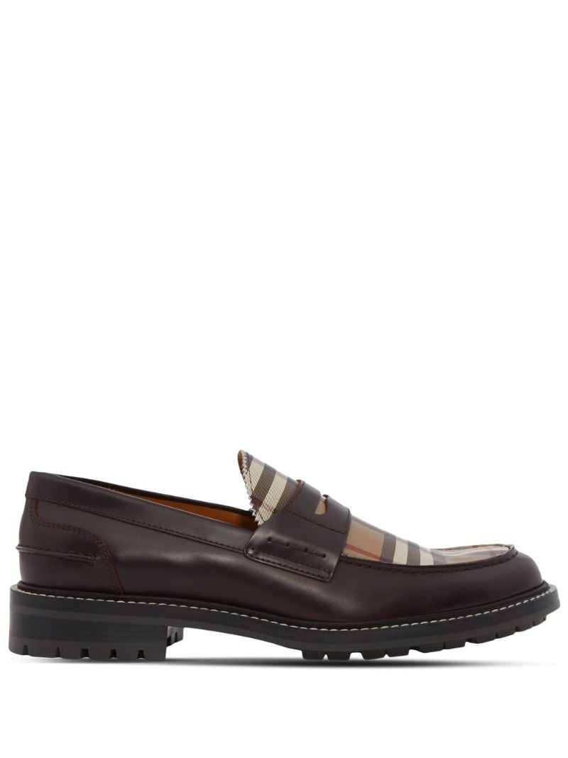 Brown Vintage Check Leather Loafers