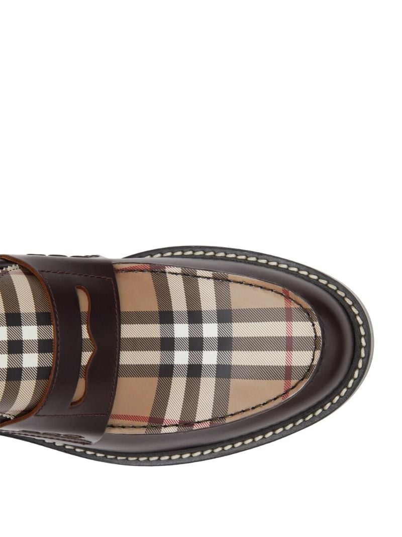Brown Vintage Check Leather Loafers