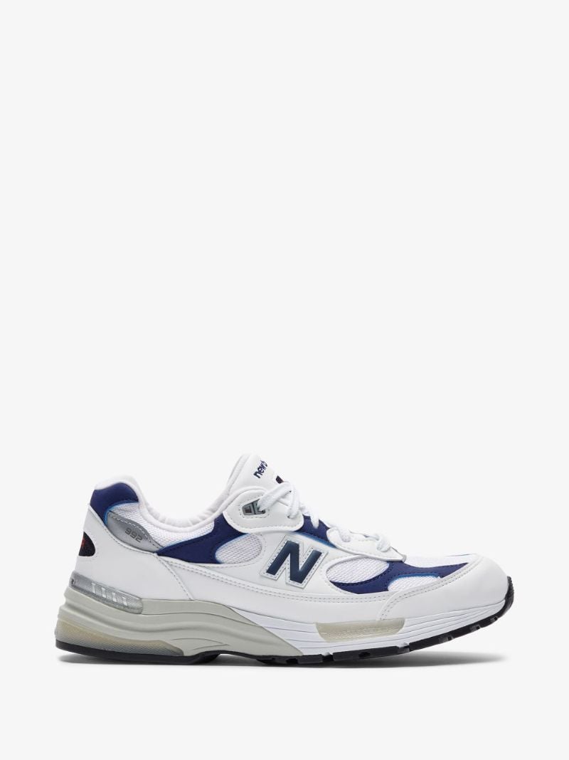 White and Navy 992 Low Top Sneakers
