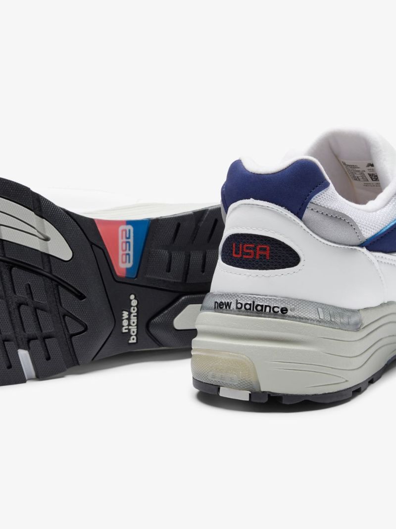 White and Navy 992 Low Top Sneakers