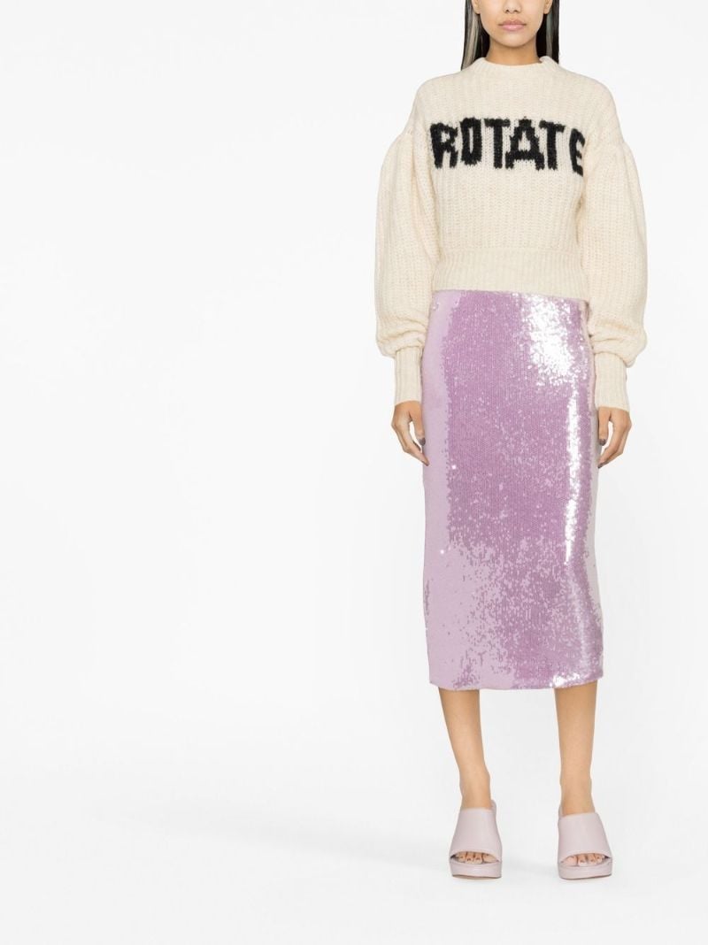 Purple Sequinned Pencil Skirt