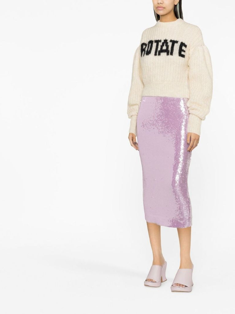 Purple Sequinned Pencil Skirt