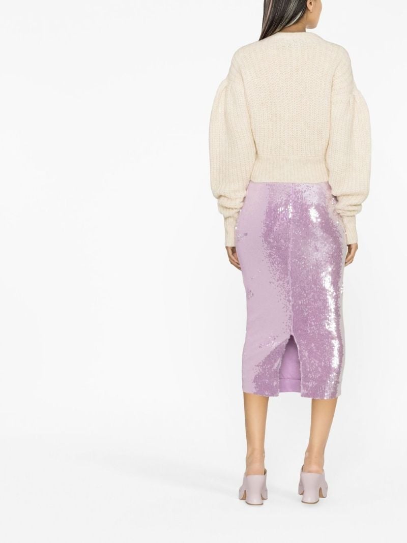 Purple Sequinned Pencil Skirt