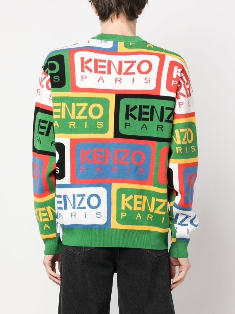 Green Logo Labels Knit Jumper
